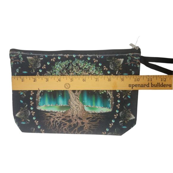 Tree of Life Cosmetic Bag Green 7x10x2 - Mystical Multi-Functional Makeup Pouch - Picture 5 of 13